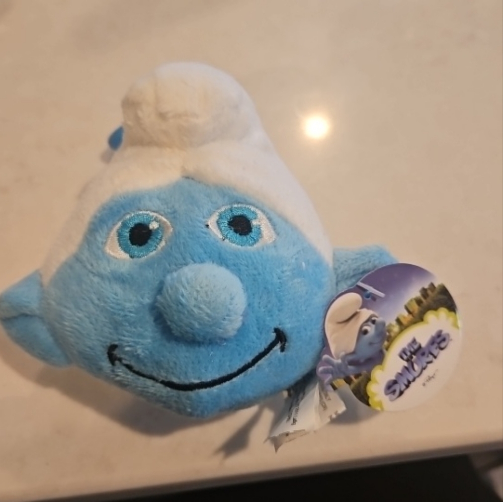 Smurfs Clumsy Soft Plush Stuffed Keychain Toy Doll Pendant 4.5” Backpack Clip